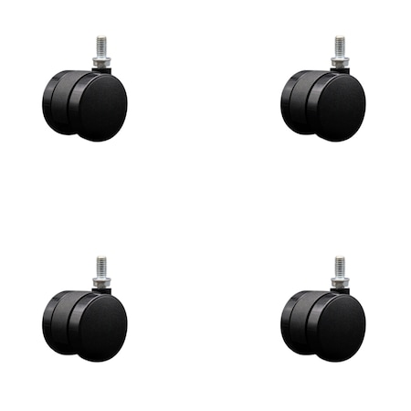 Service Caster 2'' Office Chair Casters Nylon Twin Wheel 3/8 Threaded Stem , 4PK SCC-UHTS02S50-NYS-381634-4